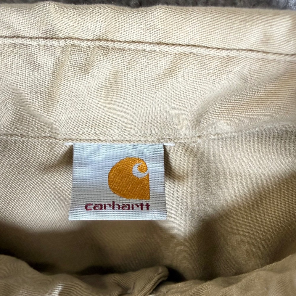 Carhartt Shirt Mens 2XL Beige Twill Long Sleeve Button Down Work Vintage Classic - Picture 3 of 6